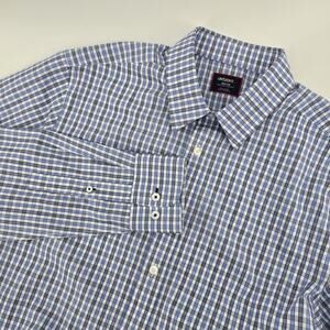 UNTUCKit Reg Fit Button Down‎ Shirt Mens Medium Cotton Blue Gingham Wrinkle Free